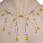 Collier de mariée jaune et parme