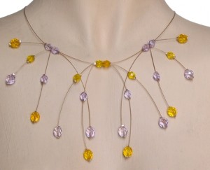 Collier de mariée jaune et parme