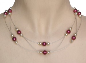 Collier  de mariage ivoire et rouge