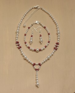 Parure mariage personnalisé en blanc et rouge