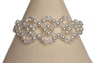 Bracelet mariage blanc et cristal