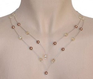 Collier mariage beige et cappuccino 