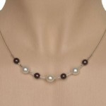 Collier mariage blanc, chocolat et argent