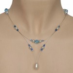 Collier mariage blanc et cristal bleu