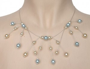 Collier mariage ivoire et bleu 