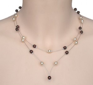 Collier mariage ivoire et chocolat