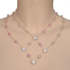 Collier mariage ivoire, rose et strass Collier mariage ivoire, rose et strass