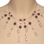 collier mariage blanc, rouge et strass