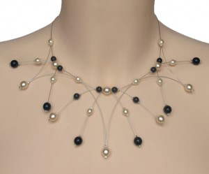 Collier mariage personnalisé en ivoire et noir