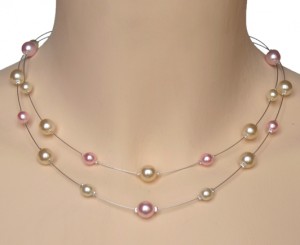Collier mariage personnalisé en ivoire et rose