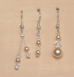 Boucles d'oreilles mariage en ivoire et cristal