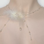Collier mariage plume, ivoire et cristal