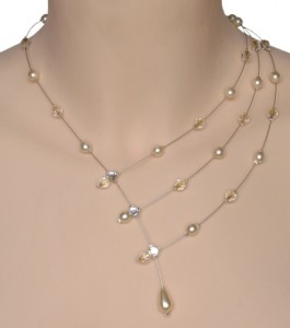 Collier mariage ivoire et cristal doré