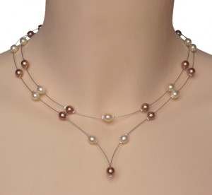 Collier mariage ivoire et caramel