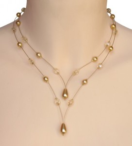 Collier mariage personnalisé en doré et beige