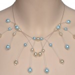 collier mariage ivoire et bleu clair