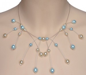 collier mariage ivoire et bleu clair