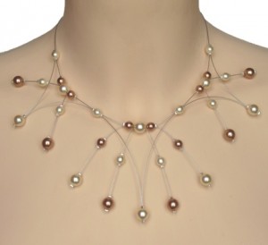 collier mariage ivoire et caramel