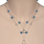 Collier mariage ivoire et bleu turquoise