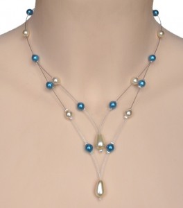 Collier mariage ivoire et bleu turquoise