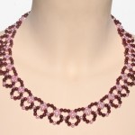 Collier fantaisie rose et bordeaux