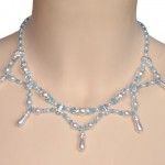 Collier mariage blanc, cristal bleu et strass