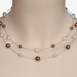 Collier mariage blanc et caramel