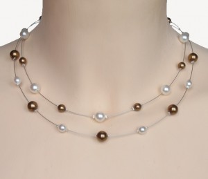 Collier mariage blanc et caramel