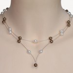 Collier mariage blanc et caramel