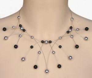 Collier mariage noir et gris argenté Collier mariage noir et gris argenté