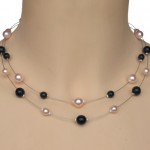 Collier mariage personnalisé en noir et rose pale