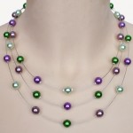 collier fantaisie violet et vert