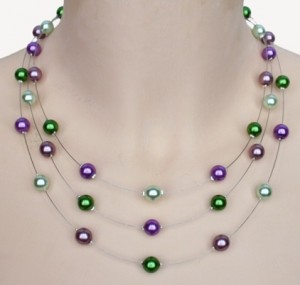 collier fantaisie violet et vert