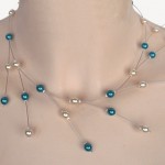collier mariage ivoire et bleu turquoise