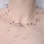 collier mariage blanc, cristal, améthyste