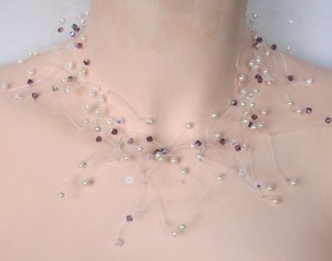 collier mariage blanc, cristal, améthyste