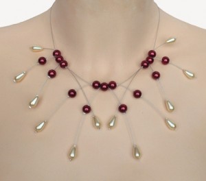 collier mariage ivoire et rouge
