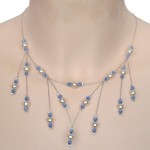collier mariage ivoire et cristal bleu