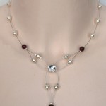 collier mariage ivoire, bordeaux et strass