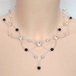 collier mariage blanc, noir et strass