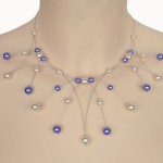 Collier mariage ivoire et parme violet