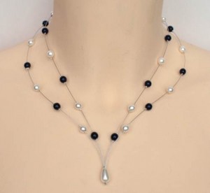 Collier mariage blanc et noir