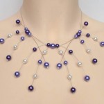 Collier mariage blanc parme violet