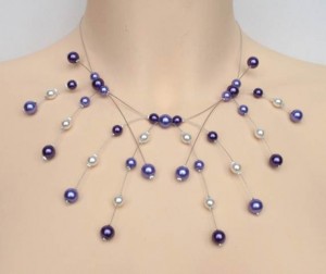 Collier mariage blanc parme violet