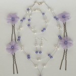 Parure mariage blanc et violet/parme