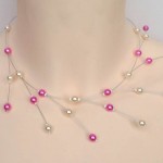 Collier mariage ivoire et fuchsia