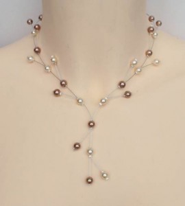 Collier mariage ivoire et caramel