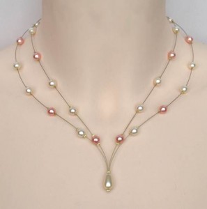 Collier mariage ivoire et saumon