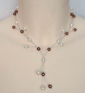 Collier mariage blanc et marron clair