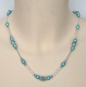 Collier mariage bleu et argent